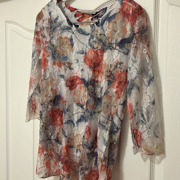 Karen Hart rhinestone floral laced overlay - Med - Picture 4 of 5